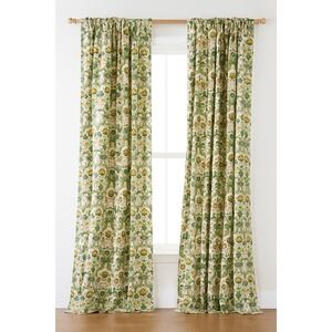 Vtg 60s Floral Damask Tapestry Curtain Set of 2 Baroque Pattern Ornat PinchPleat